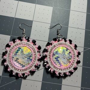 Holographic Bird Beaded Earrings